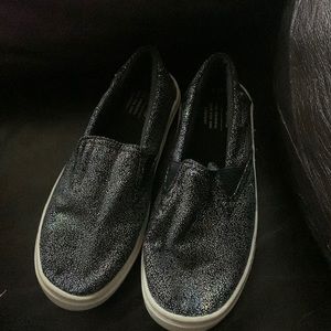 Girls Tom’s slip ons black sparkles